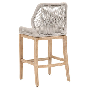 Loom Barstool - Taupe & White Flat Rope, Pumice, Natural Gray Mahogany