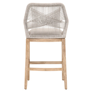 Loom Barstool - Taupe & White Flat Rope, Pumice, Natural Gray Mahogany