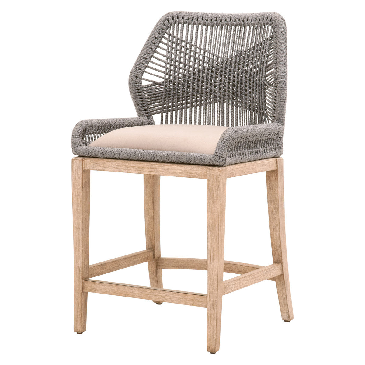 Loom Counter Stool - Platinum Rope, Light Gray, Natural Gray Mahogany