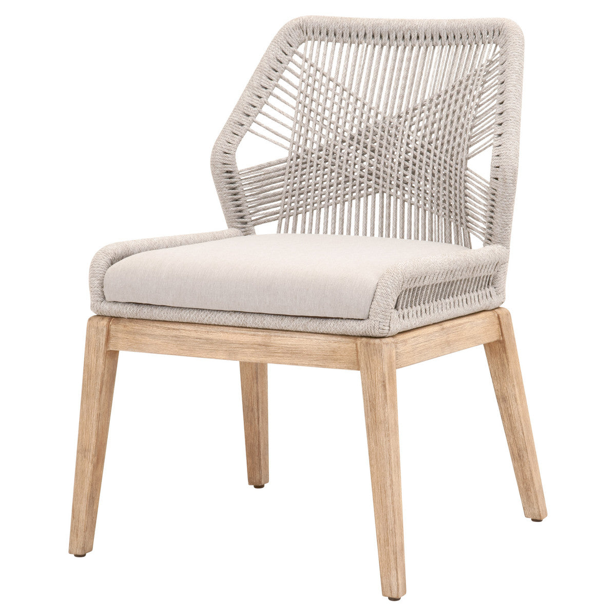 Loom Dining Chair - Taupe & White Flat Rope, Pumice, Natural Gray Mahogany