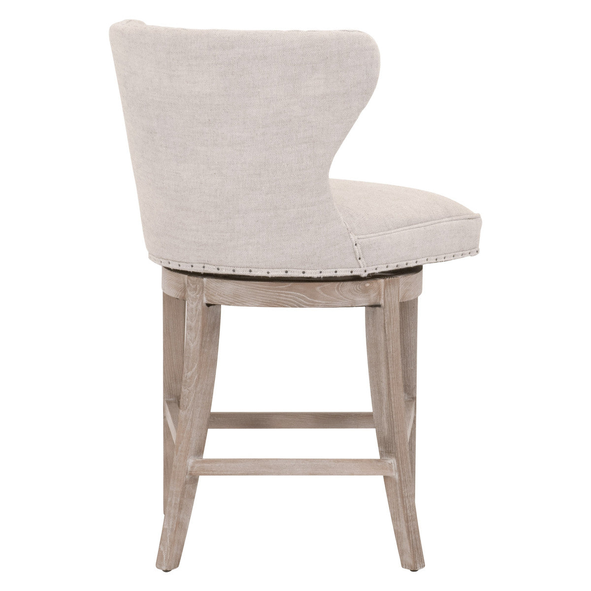 Milton Swivel Counter Stool in Bisque French Linen, Natural Gray Ash