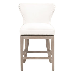 Milton Swivel Counter Stool in LiveSmart Peyton-Pearl, Natural Gray Ash