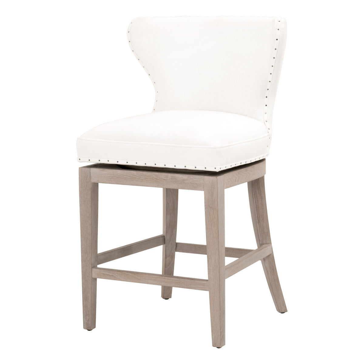 Milton Swivel Counter Stool in LiveSmart Peyton-Pearl, Natural Gray Ash