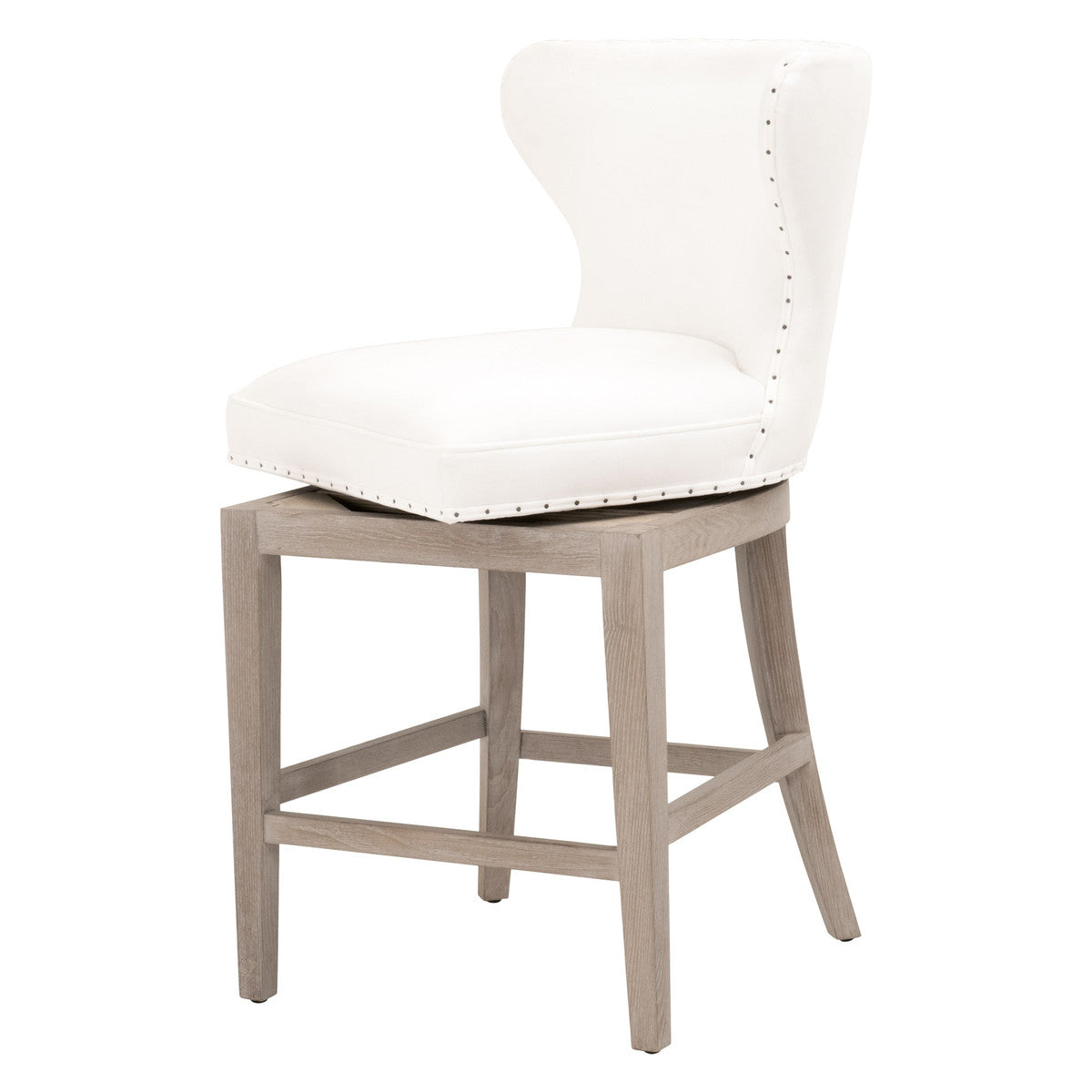 Milton Swivel Counter Stool in LiveSmart Peyton-Pearl, Natural Gray Ash