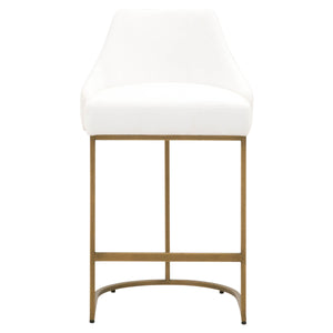 Parissa Counter Stool in LiveSmart Peyton-Pearl, Brushed Gold