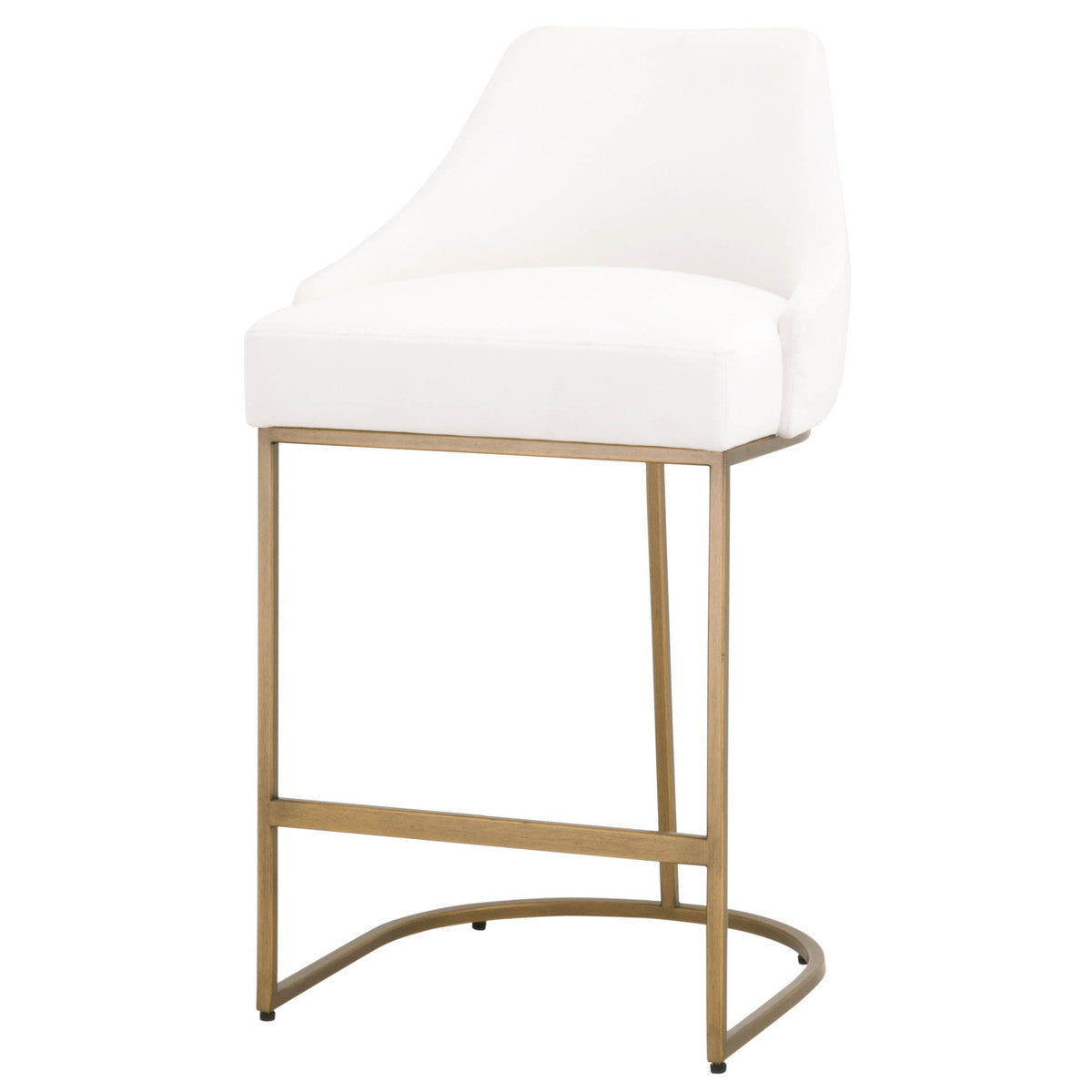 Parissa Counter Stool in LiveSmart Peyton-Pearl, Brushed Gold