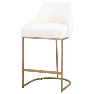 Parissa Counter Stool in LiveSmart Peyton-Pearl, Brushed Gold