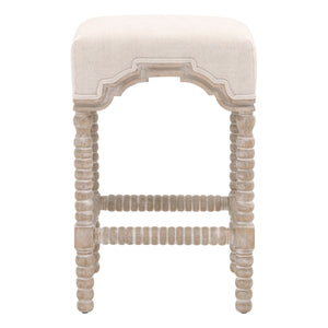 Rue Counter Stool in Bisque French Linen, Natural Gray Ash