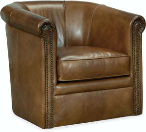 Hooker Furniture Living Room | Axton Swivel Leather Club Chair