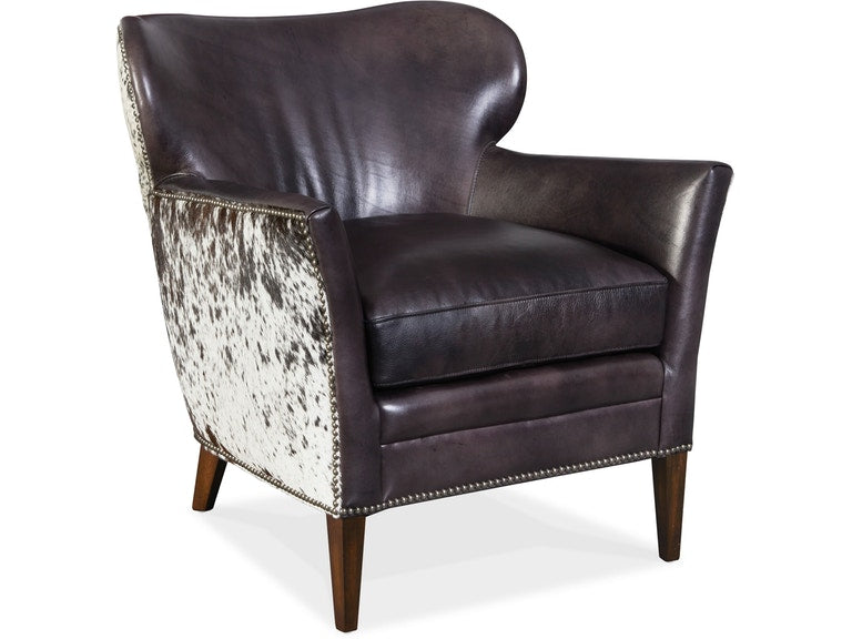 Hooker Furniture Living Room Kato Leather Club Chair w/ Salt Pepper